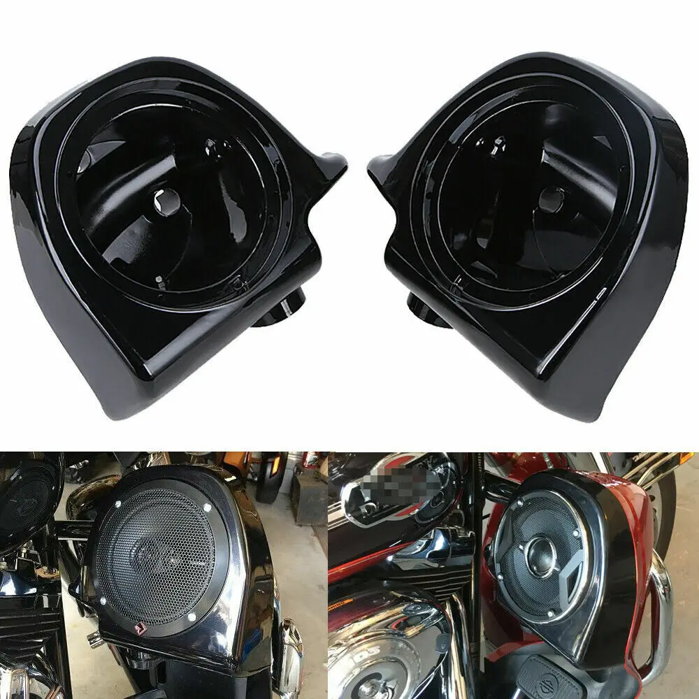 

Motorcycle 6.5" Speaker Boxes Pods Lower Vented Fairing Black For Harley Touring Road King Street Glide Electra Glide 93-2013