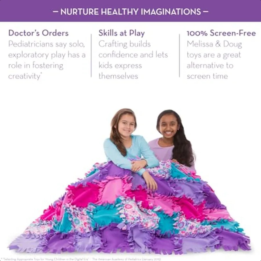 Created by Me Flower Fleece Quilt NoSew Craft Kit 48 carrés 4 pieds x 5 pieds