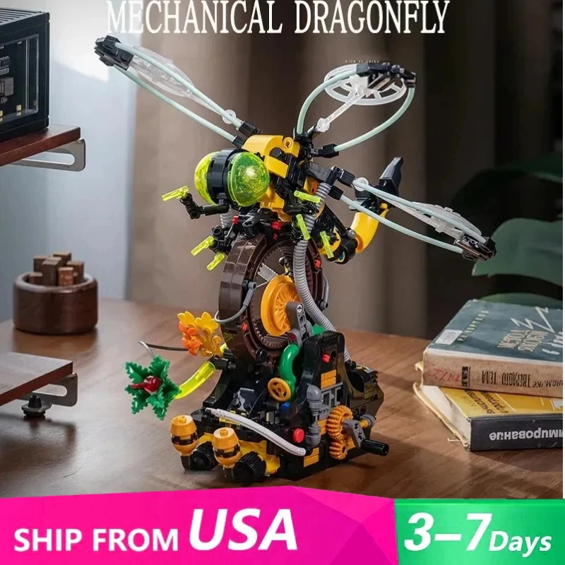 

548 шт. MOC механические строительные блоки в стиле панк, насекомые, стрекозы, идея, биомиметическая модель животного, кирпич, развивающие игрушки, детский рождественский подарок