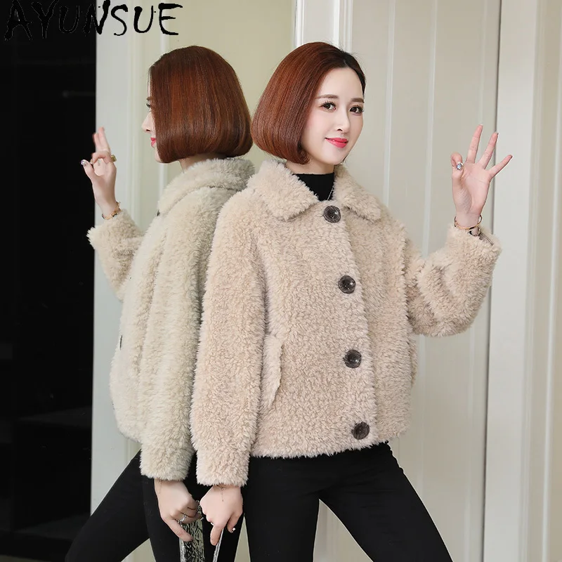 AYUNSUE 100% laine manteau femmes 2025 véritable mouton peau de mouton veste vêtements d'hiver femme nouveau dans manteaux Composite fourrure П199ьто Ж брае