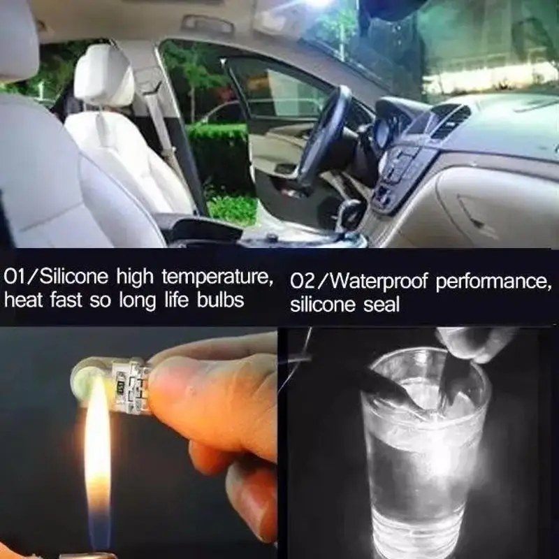 1Pcs T10 W5W LED Bulb Car Interior Light Turn Side License Plate Lamp 5 Colors