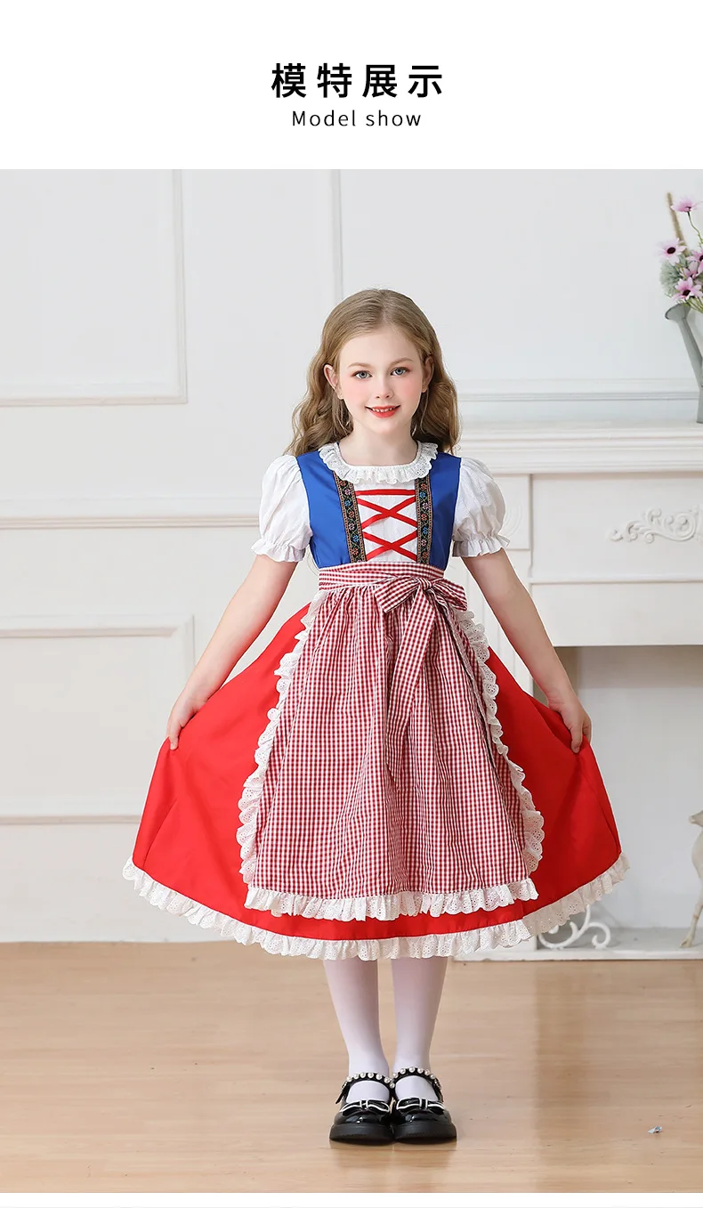 Kinder Karnevalskostüm München Oktoberfest Mädchenkostüm Klassisches Alpen-Landkostüm Mädchen Paradekostüm Cosplay Festliches Kleid Party – Detail 3