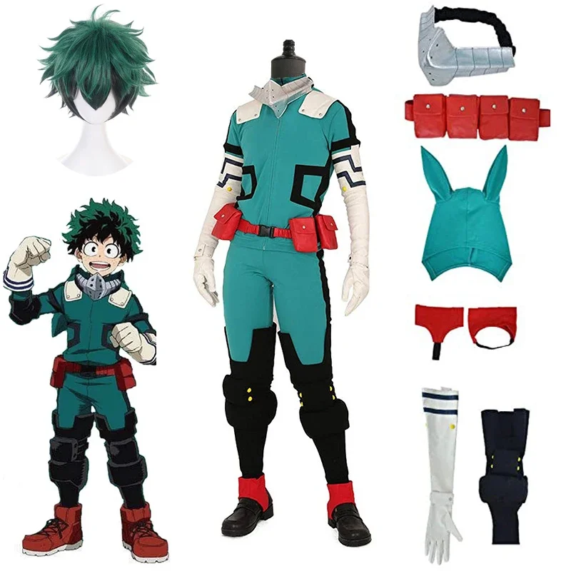 Anime My Hero Academia Boku no Hero Academia Midoriya Izuku Deku Cosplay Costume Battle Suit Men Jumpsuit Carnival Full Set