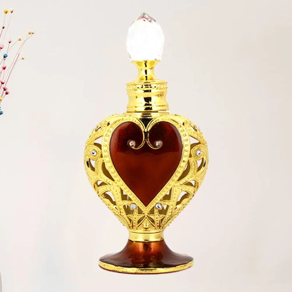 

1pc Essential Oil Bottle Premium Alloy Glass Storage Container For Oils Perfumes Cosmetics Portable Travel Outdoor Use Heart