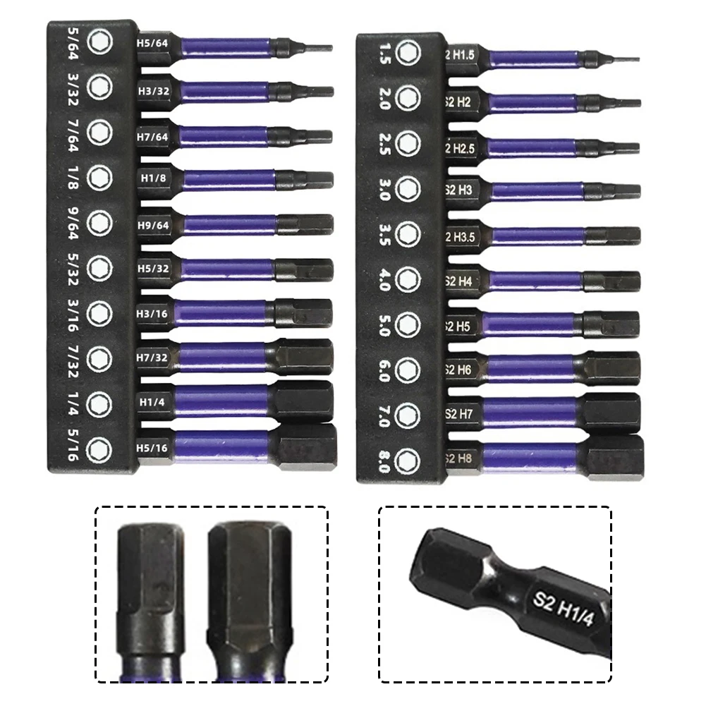 20pcs Magnetic Impact Hex Head Drill Bit Set  1/4 Shank Screwdriver Bit Magnetic Screw Driver Extension Adapter Repair Hand Tool