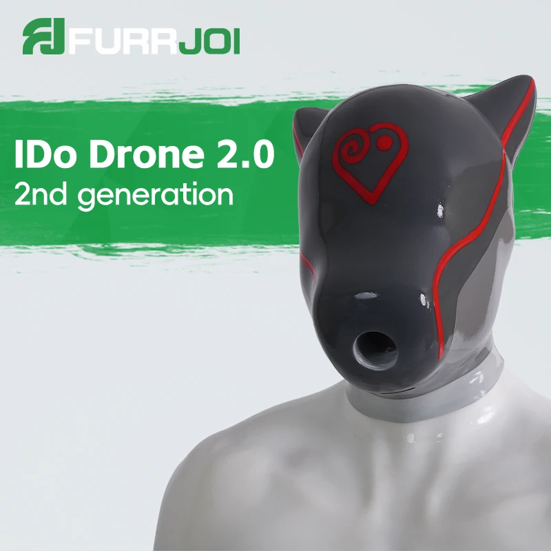 Furrjoi Silicone IDo Drone Mask 2.0 Full Head Latex Furry Fetish Hood for Cosplay Costumes Makeup Party Masken Halloween