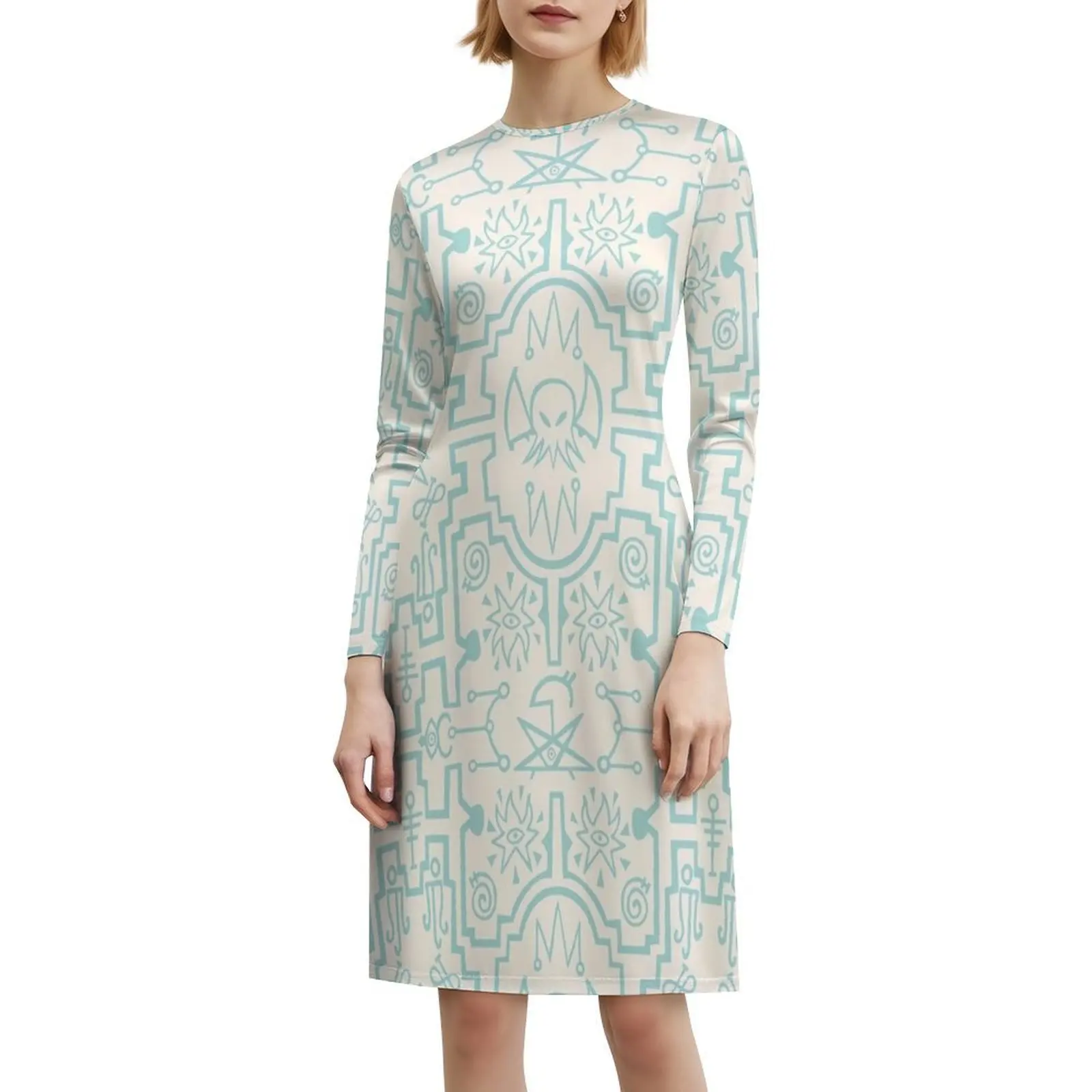 نمط بألوان الباستيل فستان على الطراز الكوري للنساء فستان كاجوال أنيق للحفلات أو الارتداء اليومي فستان رعب Cthulhu الغامض #6