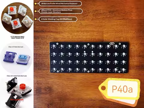 P40a Low Profile Wired Keyboards Single Mode Full 1u Mechanical Keyboard Portable NKRO Gaming Keyboard Support QMK Vial Custom