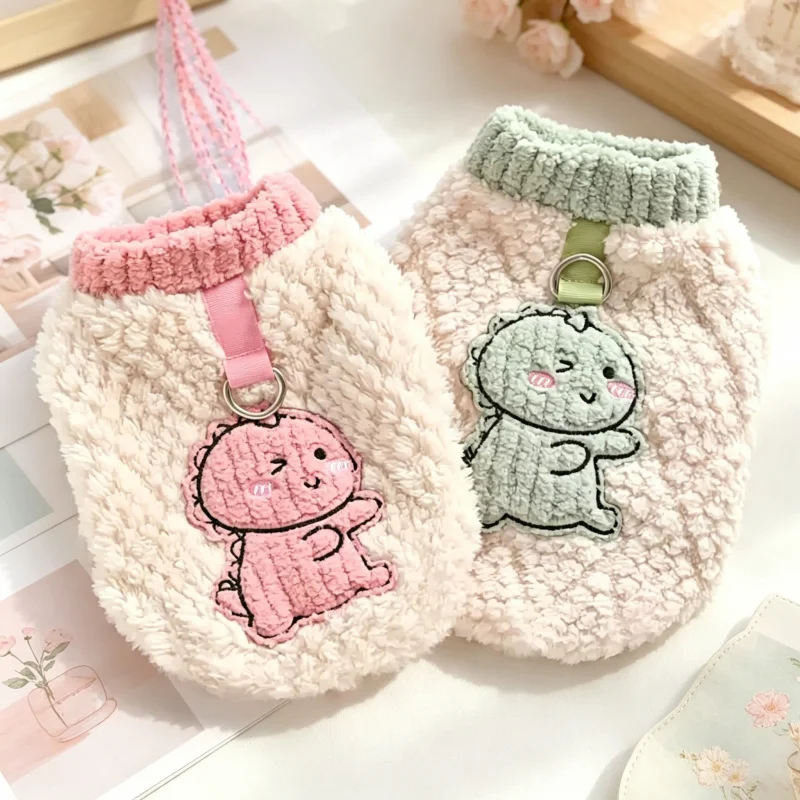 Fashion Dog Hoodies Warm Plush Dog Clothes Autumn Puppy Vest Hoodies Animal Print Cat Pullovers Cute Pet Sweater Poodle Apparel