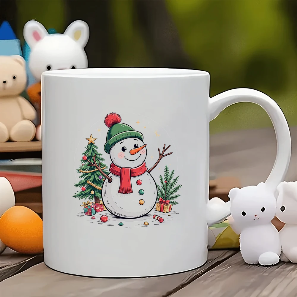

11oz Mug + Cartoon Snowman Christmas Cup + Christmas Gift - Kids Water Bottle Family Office Coffee Cup