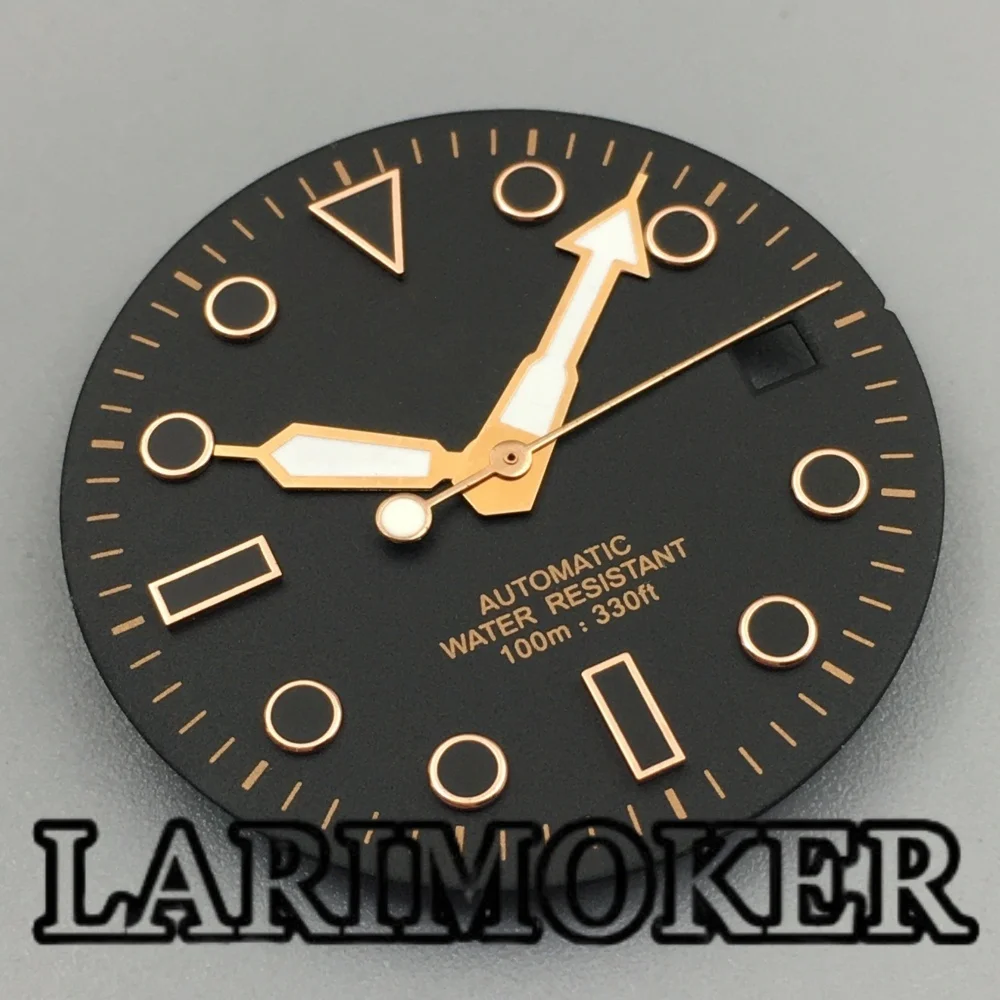 LARIMOKER 29 مللي متر NH35 PT5000 ساعة الطلب مع ساعة الأيدي العقيمة أسود أبيض ساعة وجوه الحركة التلقائية الملحقات