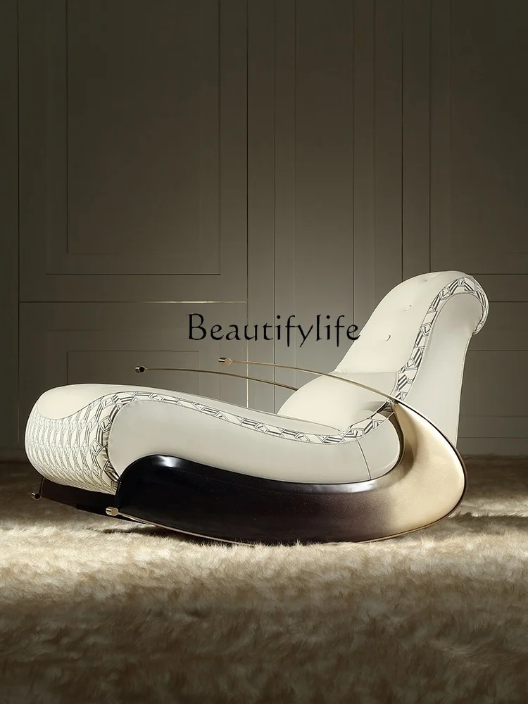 

Modern Italian Light Luxury Rocking Chair Leather Recliner Leisure Chair Single Sofa Rocking Chair