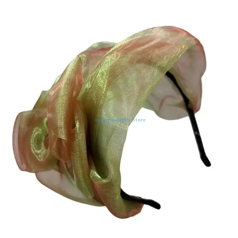 

85LF French Mesh Bowtie Hairhoop Fascinator Costume Headband Dancing Party Supply