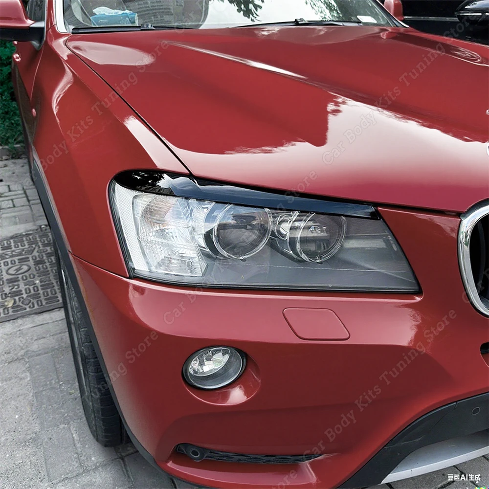 

2 шт. глянцевые черные фары для злых бровей, веки для BMW X3 F25 2010-2017 20i 28i 20d 18d 35i 35d ABS, накладка на крышку лампы головного света