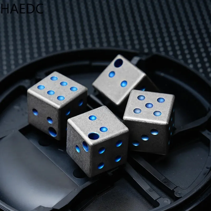 HAEDC Titanium 14mm Dice Keychain Pendant Chessboard Game Accessories KTV Desktop Toys Drinking Necessary Outdoor EDC Tools