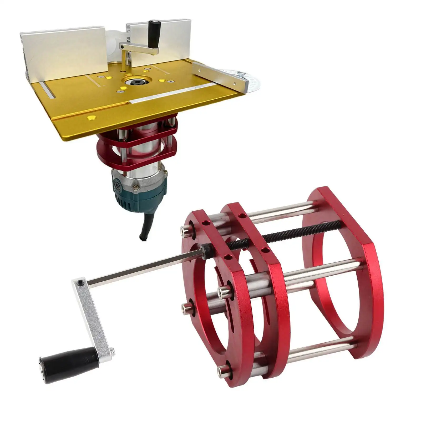 Router Lift Base Aluminum Alloy Stainless Steel Four-Jaw Clamp Router Workbench Lift System Base