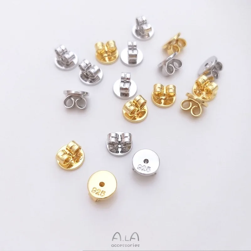 Colorretaining Ear Plugs 18K Gold White Gold 925 Earplugs Highend Stud Earplugs Rear Plugs Earcaps Versatile Simple Ear Buckles