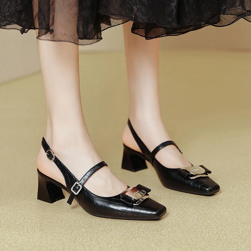 Stylish Chunky Party Shoes Closed Toe Fashion Sexy Heel Sandals Square Toe Women Sandals Lady Sandals Sexy Evening Shoes S033