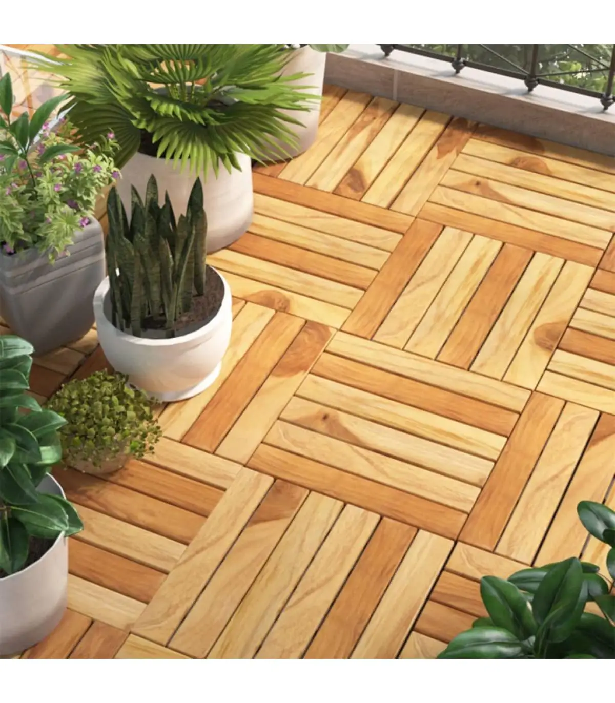 Floors and carpets terrace tiles 30 Pcts teak wood vertical pattern 30x30 cm