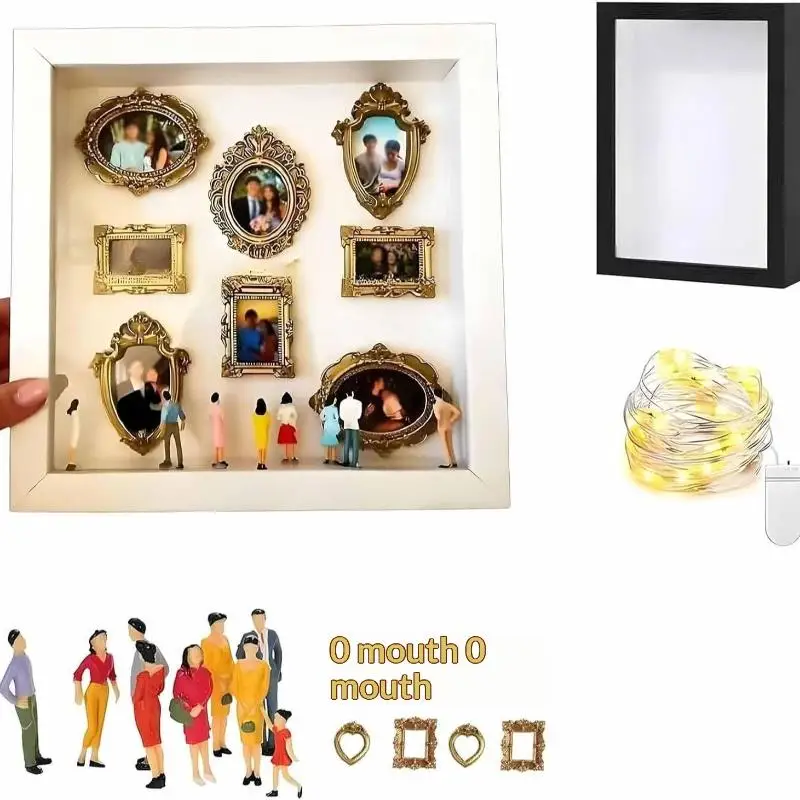 DIY Cat Silhouette Museum Box, LED Light Photo Display Case