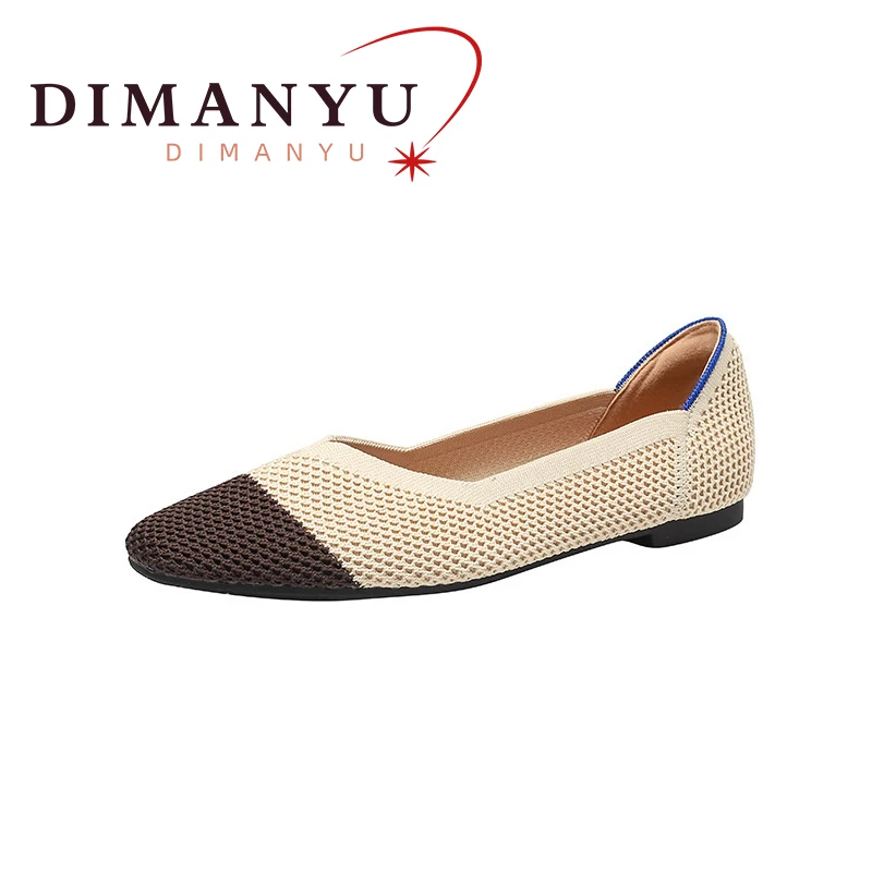 

DIMANYU Women Shoes Ballet 2024 New Flat Ladies Casual Shoes Color Mixing Knitted Flat Shoes Women