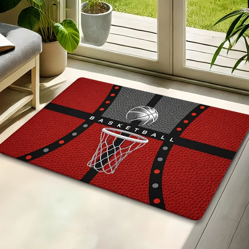 Glitter Green Sparkle Soccer Ball Dark Background Print Soft Flannel Non Slip Door Mat Sports Fan Doormat for Front Entry Decor