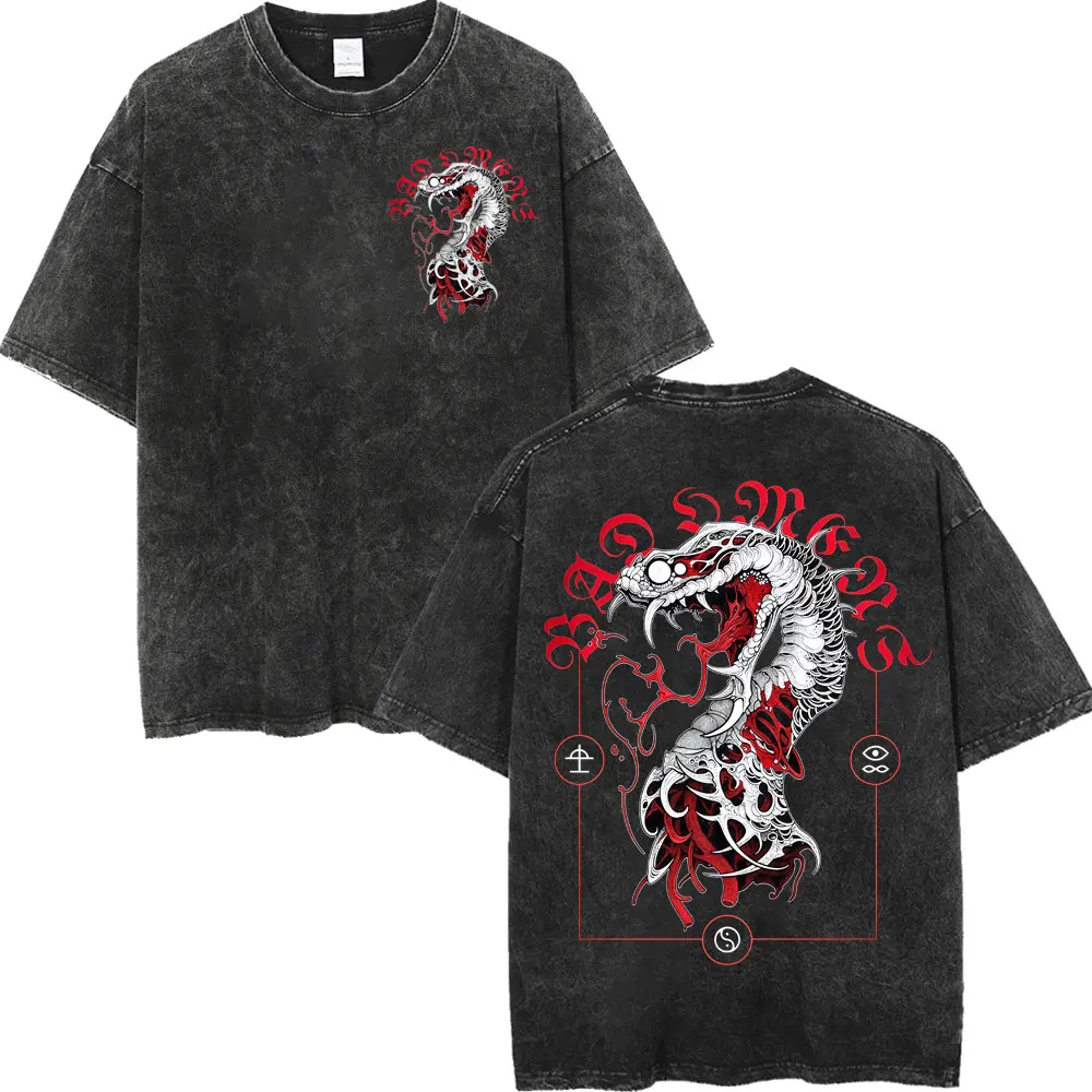 Vintage Washed Bad Omens Rock Band T-shirt Gothic Fashion Short Sleeve T-shirts Men Women Casual Loose Cotton T Shirt Streetwear