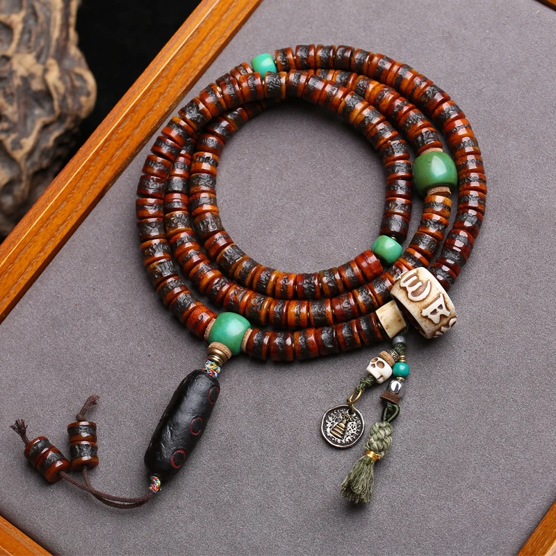 108 Of Buddha Beads, Hula , Yak Bone Pendant, Side-Hanging Accessory