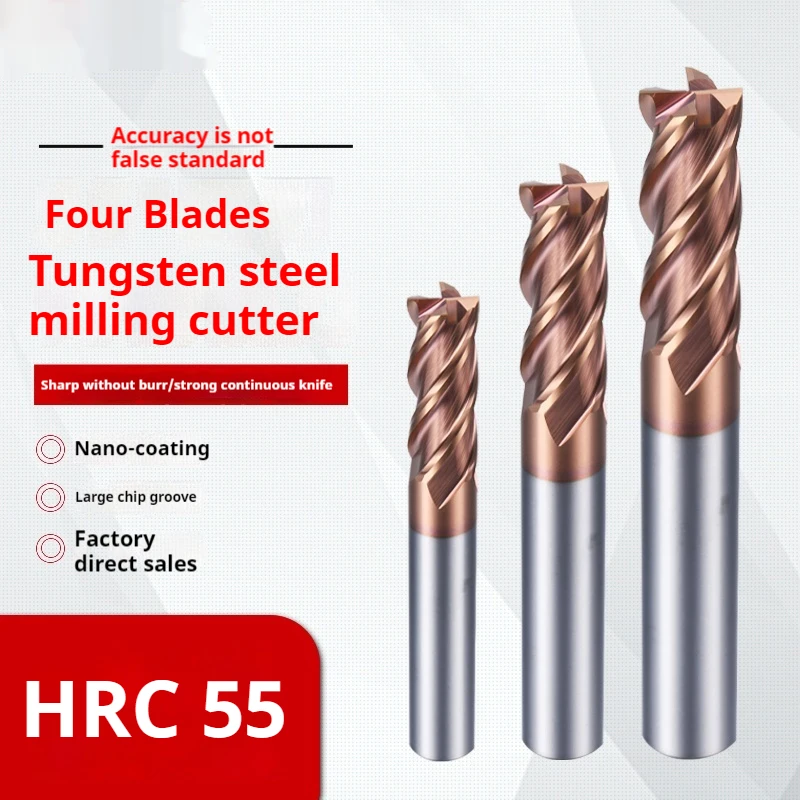 

HRC55 1 2 3 4 5 6 8 10 12 13 14 15 16 18 20 Carbide end mill Milling cutting Tools Alloy Tungsten Steel Milling Cutter EndMills