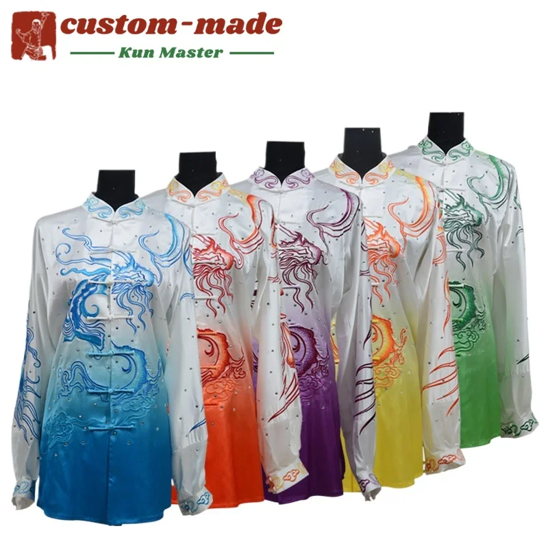 Custom Martial Arts Uniform Kung Fu Suit with Dragon Embroidery Southern Fist Long Fist Reinforced for KungFu Forms Competition