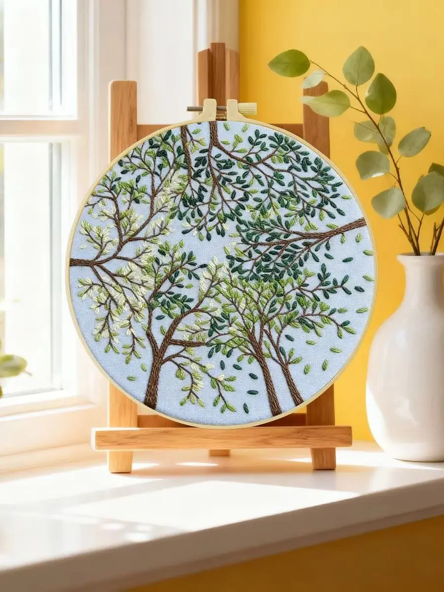 1 Stück 20X20CM/15X15CM 7,87/6,3 Zoll Baum-Stickerei-Starter-Kit DIY-Kit DIY-Stickerei-Set Handarbeiten Nadelkunst Malerei – Detail 6