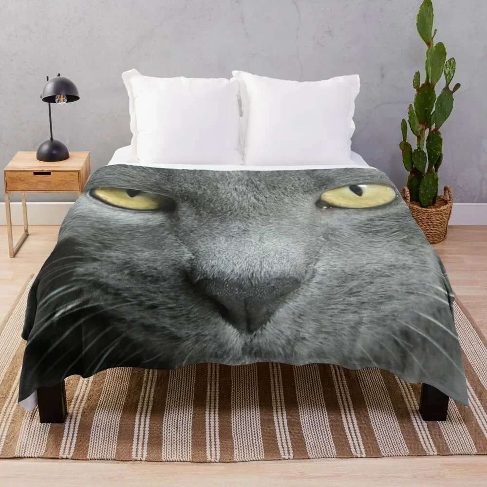 

Russian Blue Cat Throw Blanket Soft Warm Blanket Gift for Grandparents