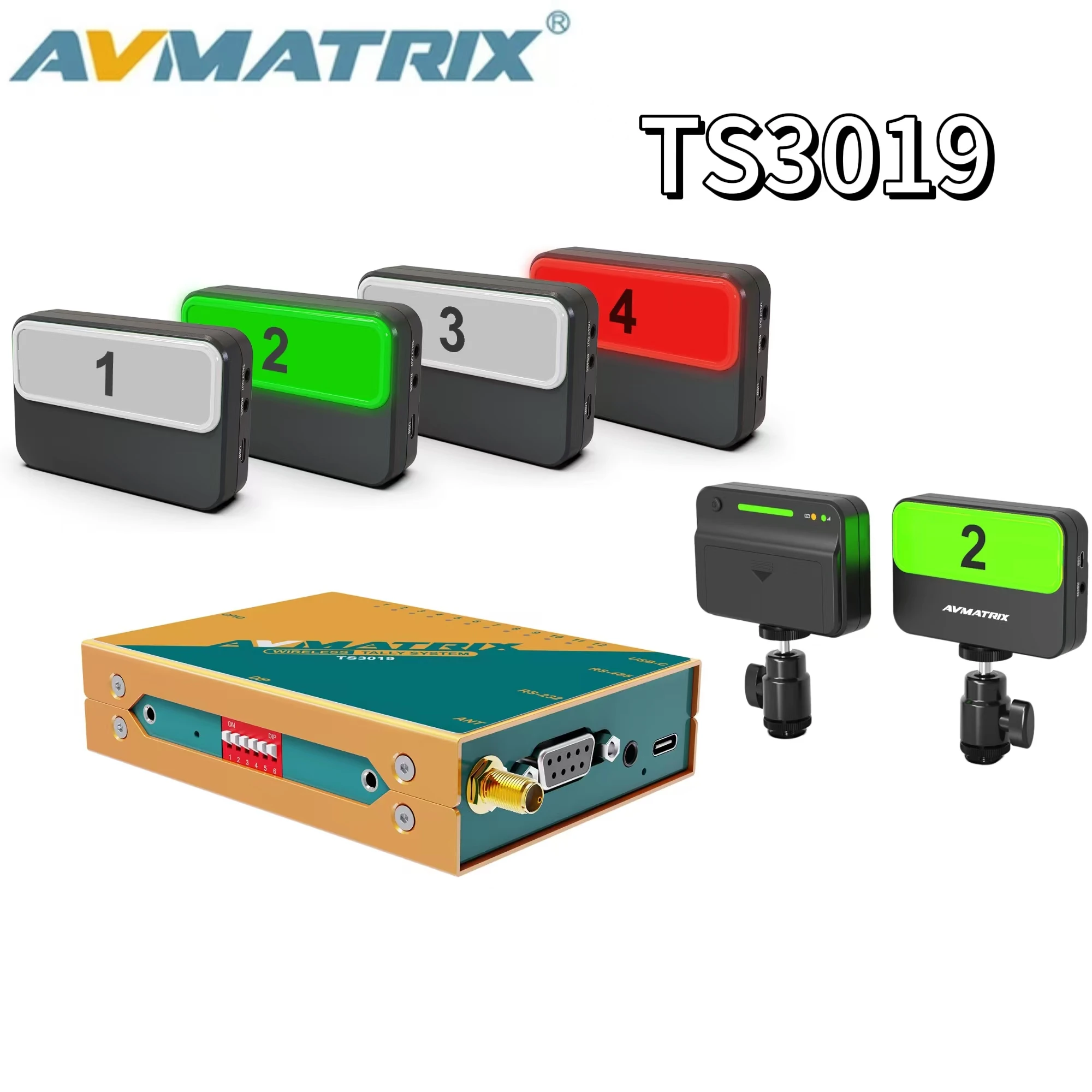 AVMATRIX TS3019 نظام تسجيل لاسلكي PTZ جهاز تحكم عن بعد نقل 200 متر لمحول فيديو Vmix Roland مع واجهة GPIO BM