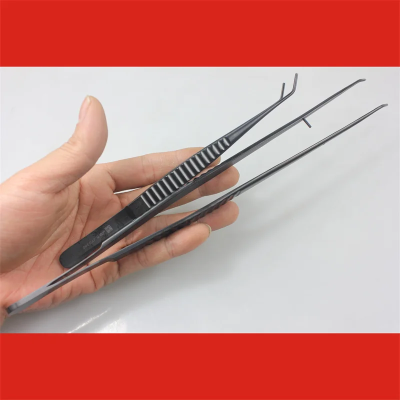 Elbow-free forceps Intravenous cardiopulmonary artery vascular valve microstructure forceps concave teeth titanium alloy