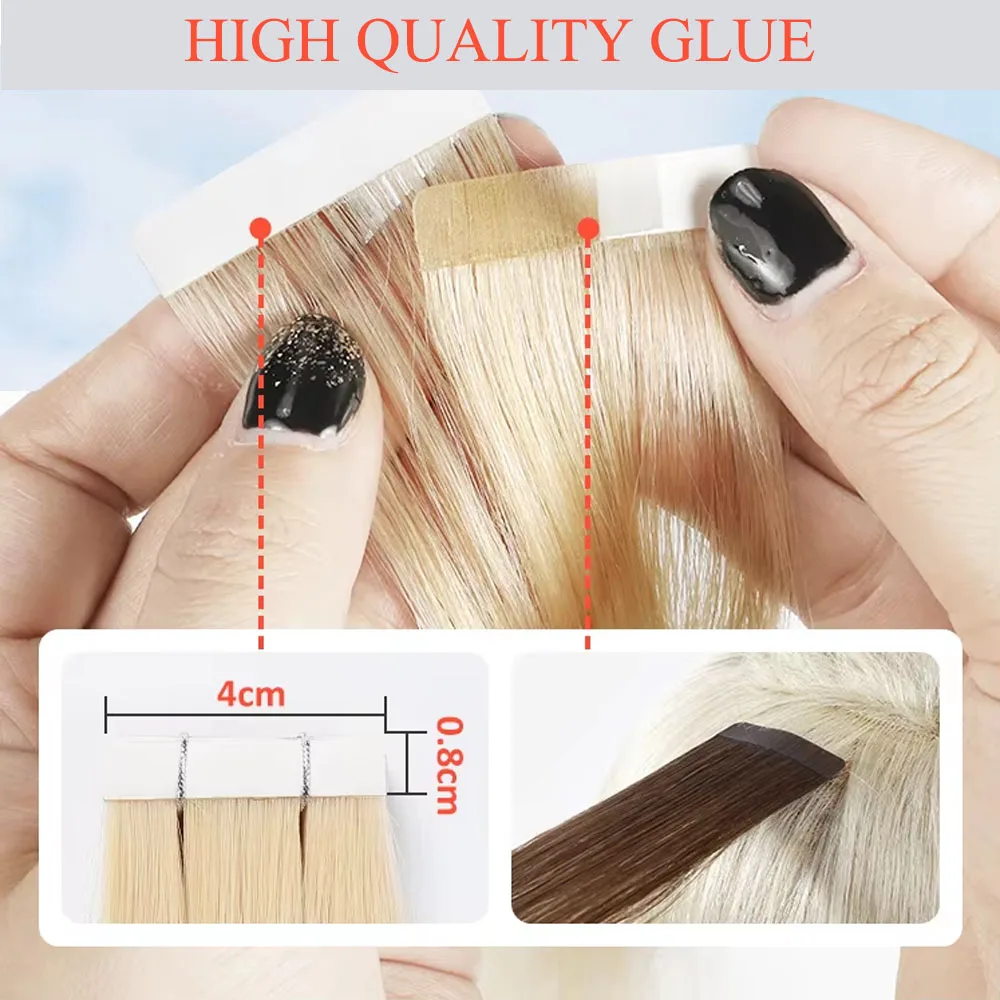 اللون الطبيعي غير مرئية بولي PU سلس حقن الشريط وصلات شعر الشعر البشري 18-24 بوصة 50 جرام/100 جرام أفضل جودة وصلات شعر