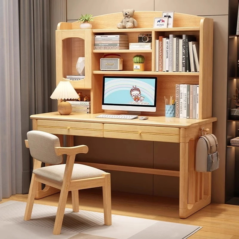 رف كتب من الخشب الصلب، مكتب كتابة منزلي متكامل، غرفة نوم، مكتب كمبيوتر مكتبي بسيط وحديث #4