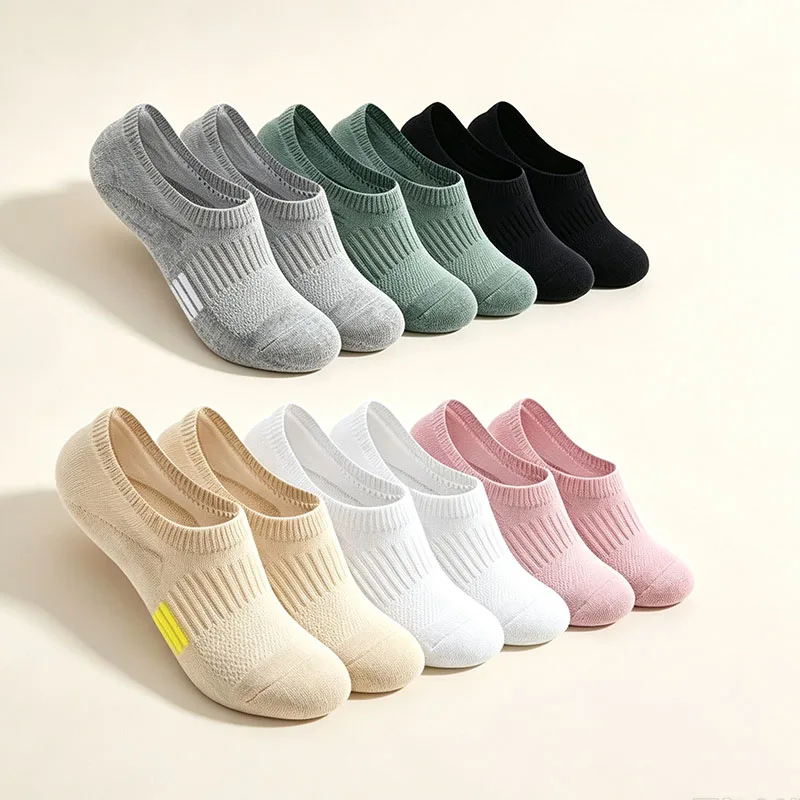 1/6 Pairs Women Invisible Low Cut Sports Socks Spring Summer Thin Style Sweat Absorbing Breathable Running Fitness Leisure Socks