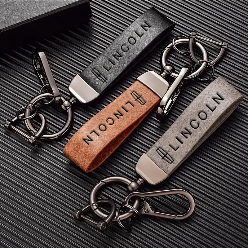 Car Genuine Leather Keychain Luxury Women Men Keyring For Lincoln Navigator Continental Nautilus Aviator MKZ MKX MKC MKT MKS