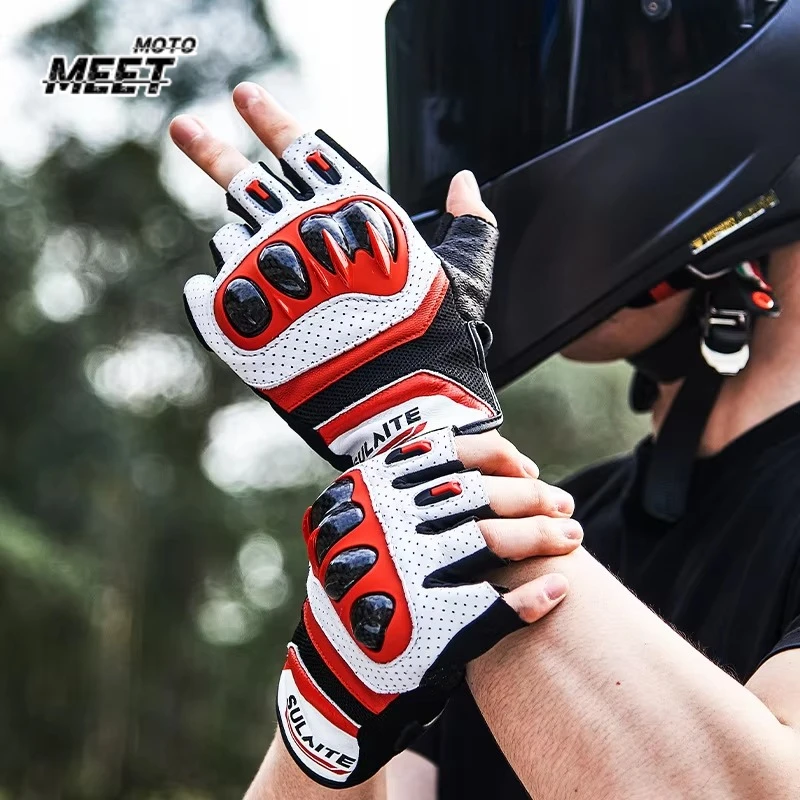 SULAITE Motorcycle Gloves Upgraded G7 3K Carbon Fiber Anti Fall Full Or Half Finger Touchscreen TPU Hard Shell Shockproof Sponge