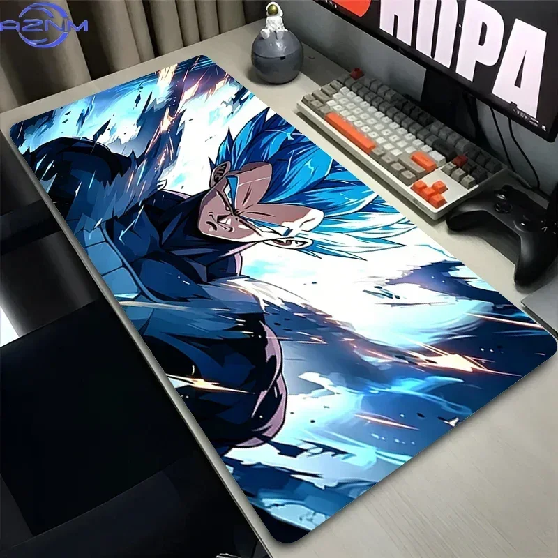Anime Blue Hair Warrior Mouse Pad with Cool Lightning Effect Rubber Non-Slip Base Smooth Surface for Gaming And Office Desk