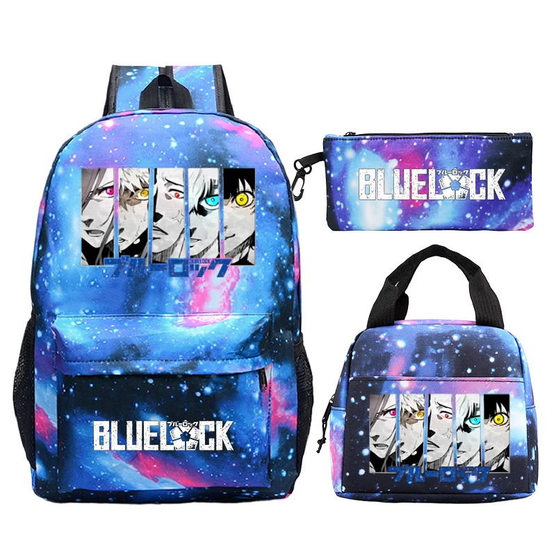 

Anime Blue Lock Backpack with Lunch Bag Pencil Bags Rucksack Hot Manga Casual School Bags for Boys Girls Student Back Pack Sets