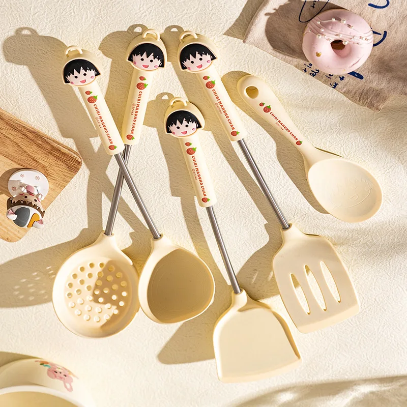 Kawaii Chibi Maruko-Chan Anime Hobby Cartoon Household Silicone Spatula Non-Stick Special Spatula Soup Spoon Colander