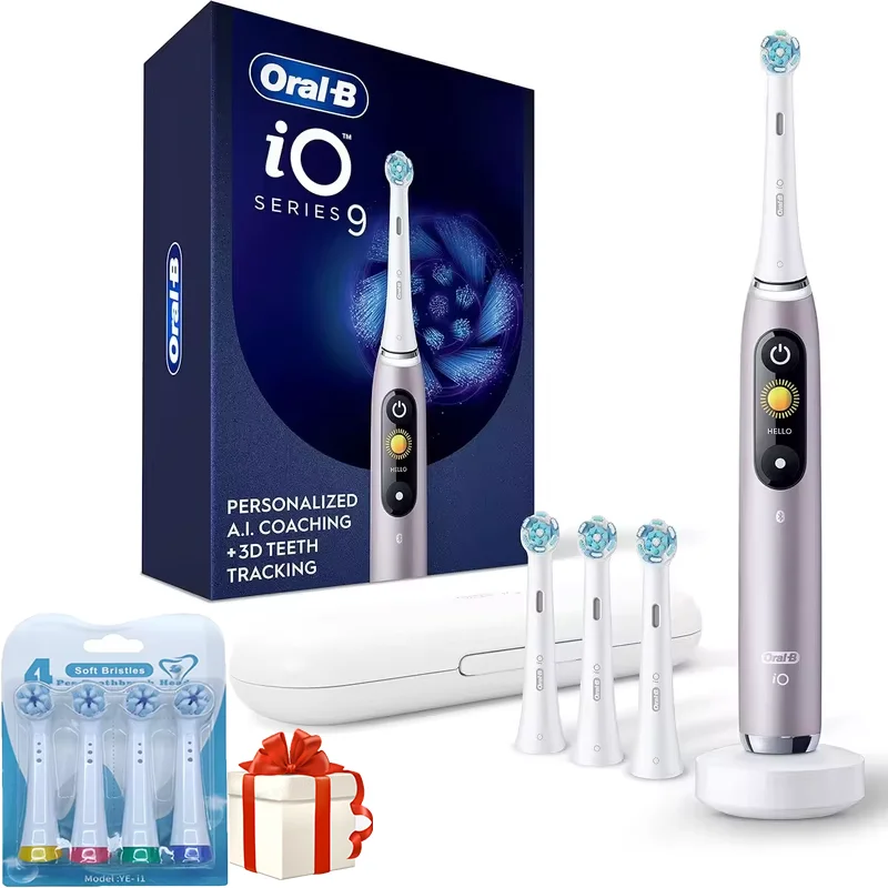 Oral-B elektrische tandenborstel Oral B iO-serie 9 elektrische tandenborstel met 1 vervangende opzetborstel 1 reisdoos 1 inductielader