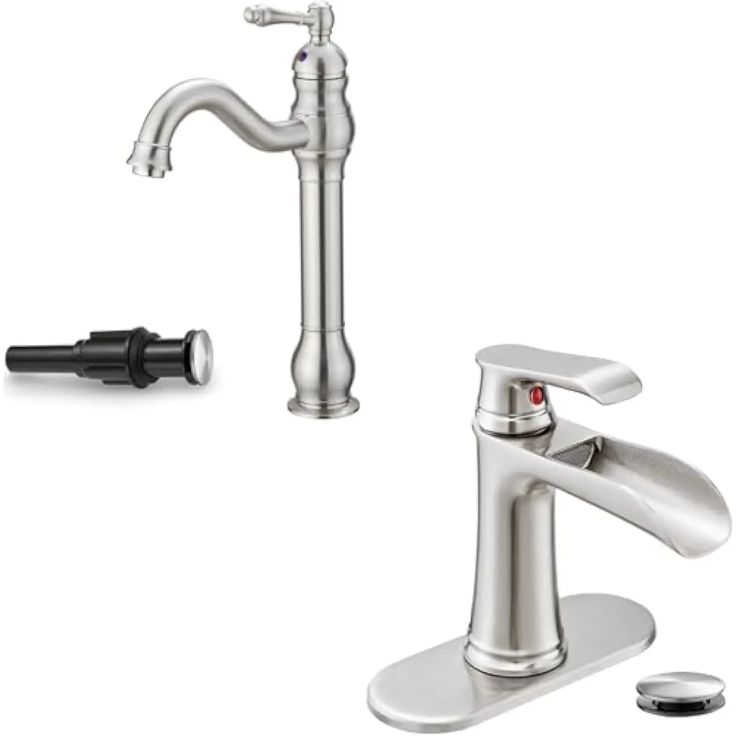 

Brass Brushed Nickel Bathroom Faucets, Single Handle Bathroom Sink Faucet, Bathroom Sink Faucet 1 Hole, Bathroom Faucets with D