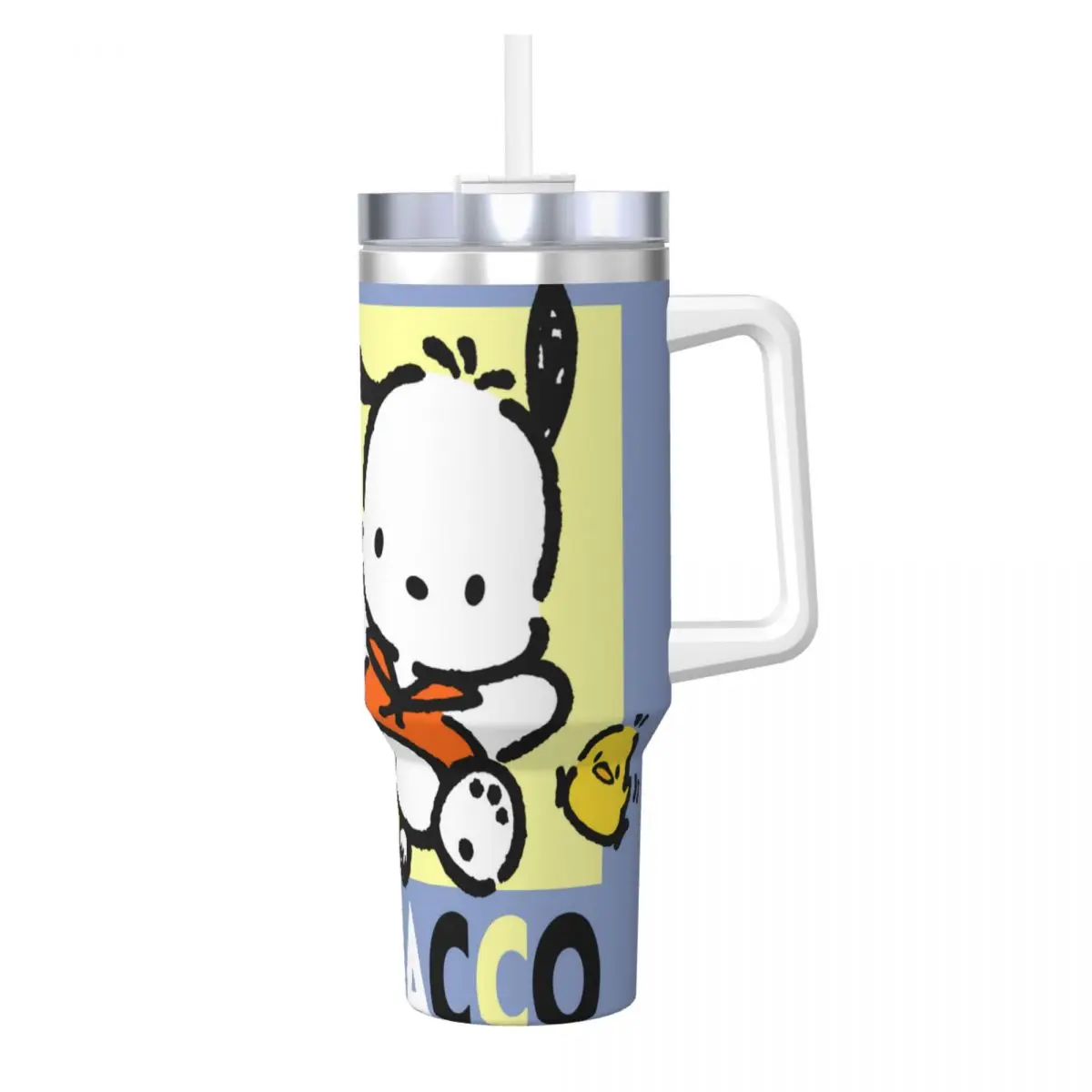 Stainless Steel Tumbler Pochacco Car Mugs With Straws Sanrio Beach Hot Drinks Water Bottle Heat Preservation Large Thermal Cups