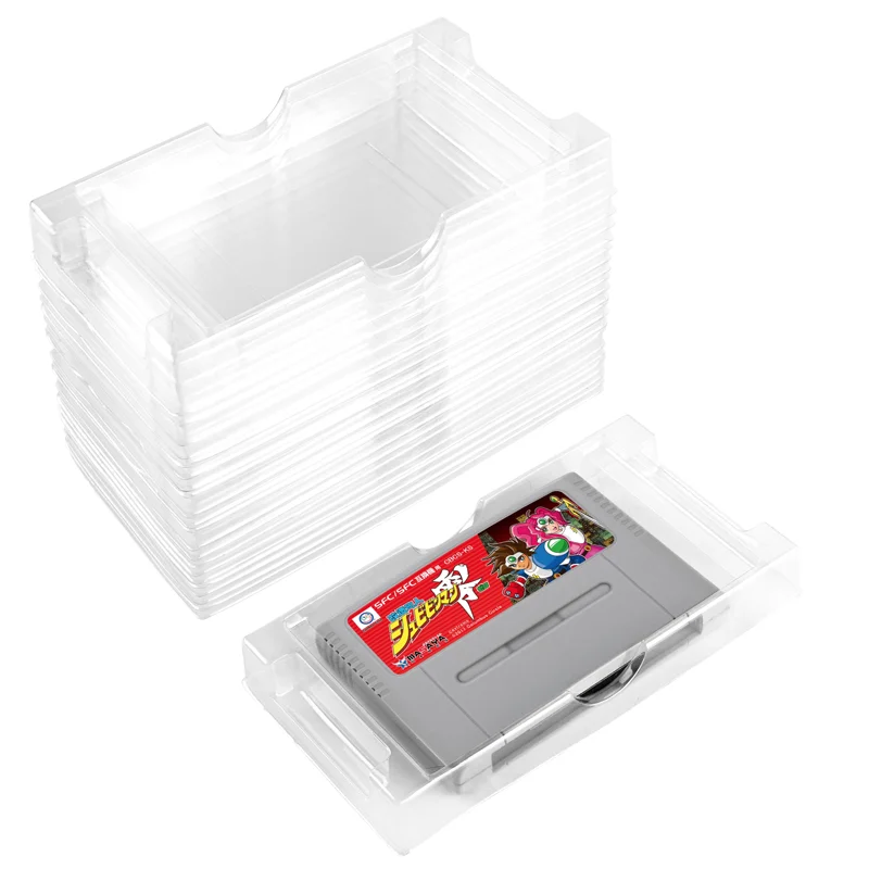 

100pcs Clear Plastic SFC Cartridge Inlay Super Famicom Inserts Games Inner Tray Replacement Display Case JP Version