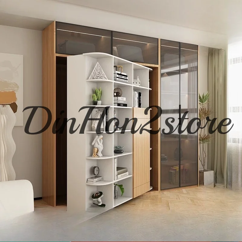 Multi-space solid wood rotating desk cabinet Murphy bed