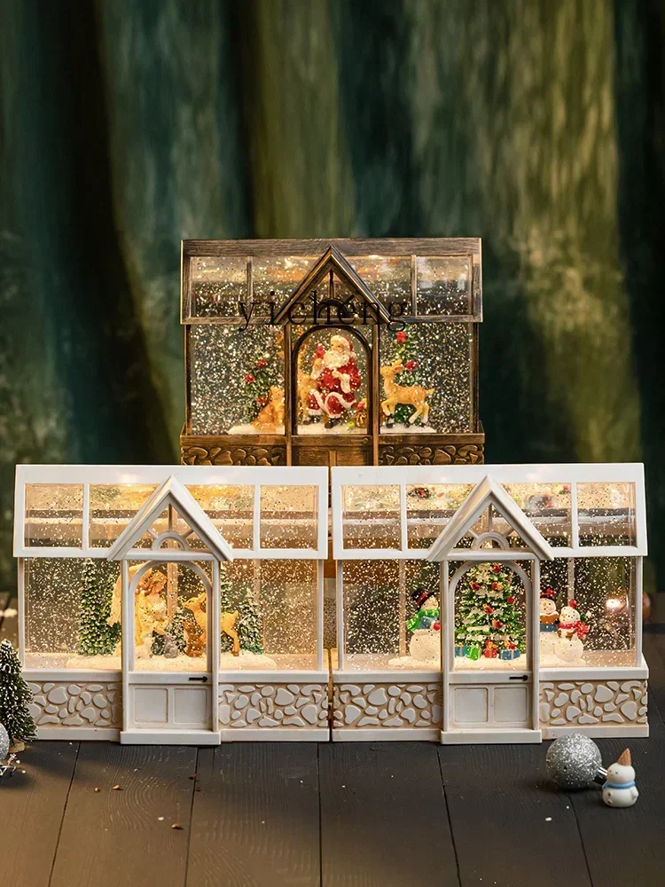 L13-Christmas Tree Snowflake Crystal Ball Music Box for Children Music Box Snow Ornaments