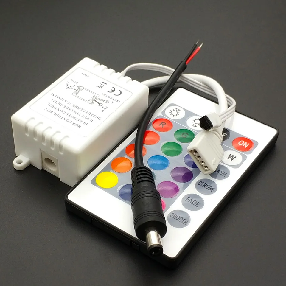 Controlador de luces Led con 24 teclas, atenuador remoto IR, DC12V, para tira de LED RGB 3528 5050