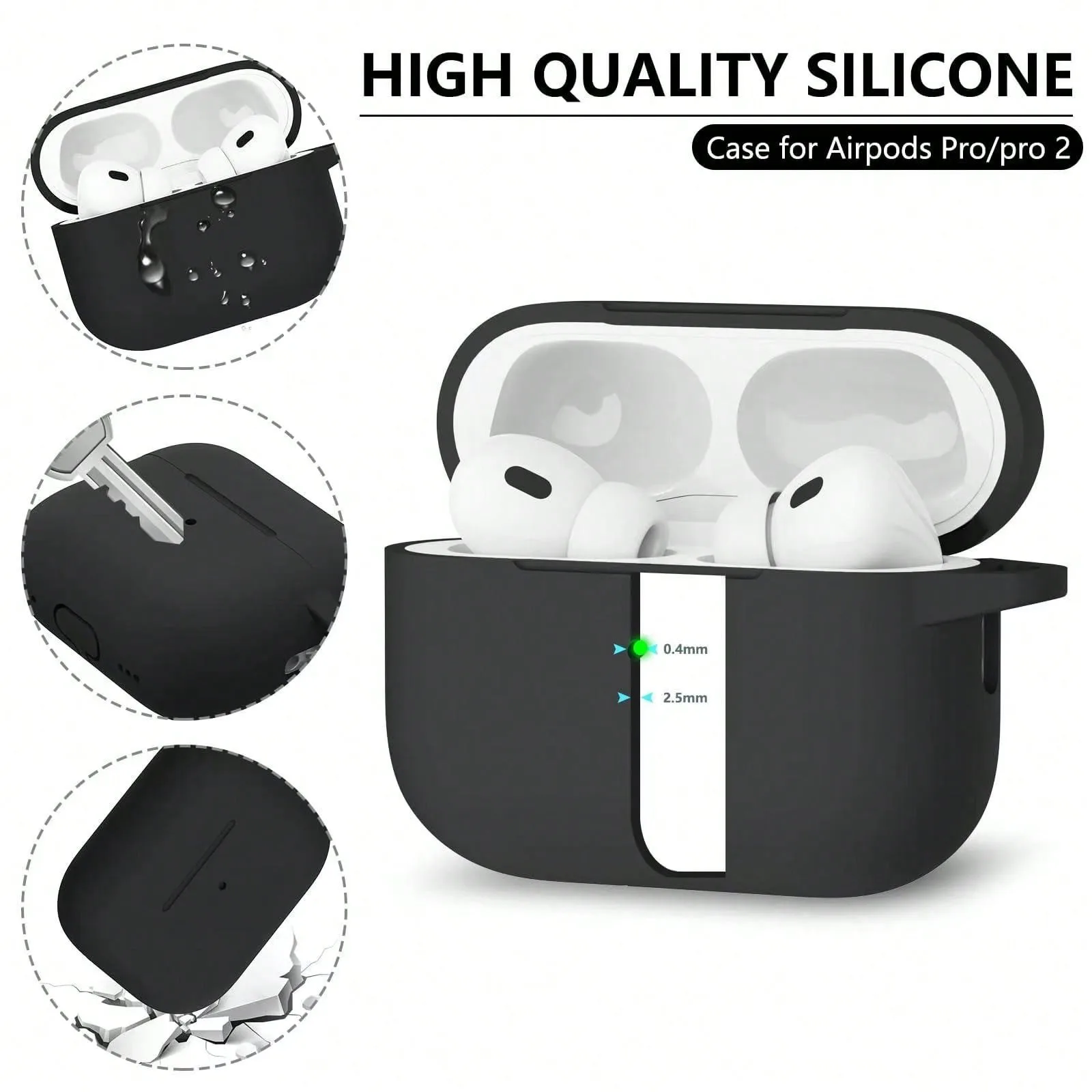 Custodia per auricolari per AirPods Pro2 Cover con kit di pulizia Custodia protettiva in silicone morbido con gancio per cuffie Wirless